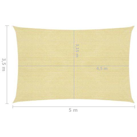 Żagiel przeciwsłoneczny, 160 g/m², beżowy, 3,5x5 m, HDPE