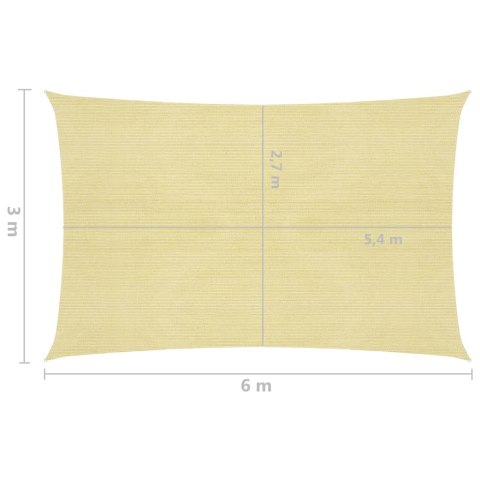 Żagiel przeciwsłoneczny, 160 g/m², beżowy, 3x6 m, HDPE