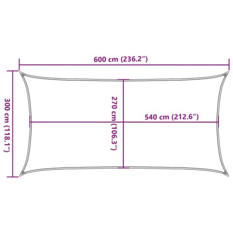 Żagiel przeciwsłoneczny, 160 g/m², beżowy, 3x6 m, HDPE