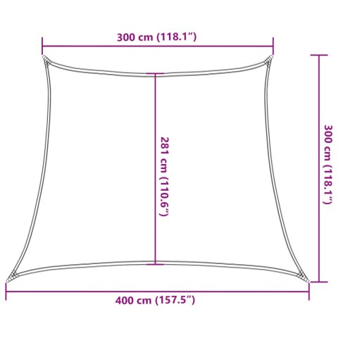 Żagiel przeciwsłoneczny, 160 g/m², beżowy, 3/4x3 m, HDPE