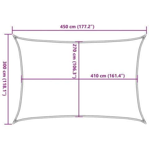 Żagiel przeciwsłoneczny, 160 g/m², biały, 3x4,5 m, HDPE