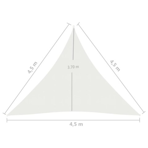 Żagiel przeciwsłoneczny, 160 g/m², biały, 4,5x4,5x4,5m, HDPE