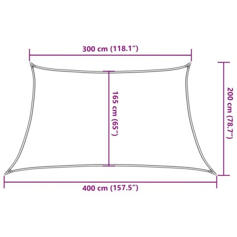 Żagiel przeciwsłoneczny, 160 g/m², czarny, 3/4x2 m, HDPE