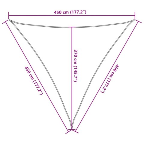 Żagiel przeciwsłoneczny, 160 g/m², czarny, 4,5x4,5x4,5m, HDPE