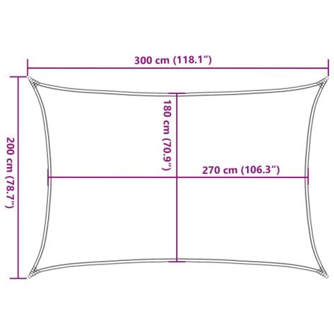 Żagiel przeciwsłoneczny, 160 g/m², kremowy, 2x3 m, HDPE