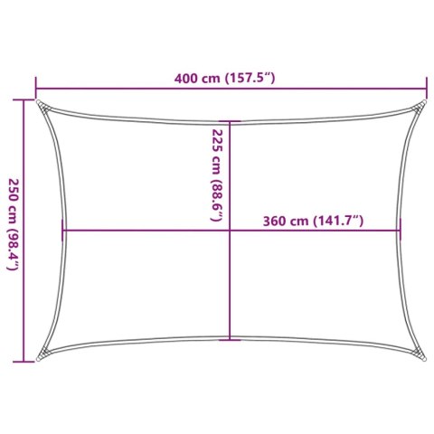 Żagiel przeciwsłoneczny, 160 g/m², kremowy, 2,5x4 m, HDPE