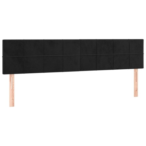 Łóżko kontynentalne z materacem, czarne, aksamit 200x200 cm