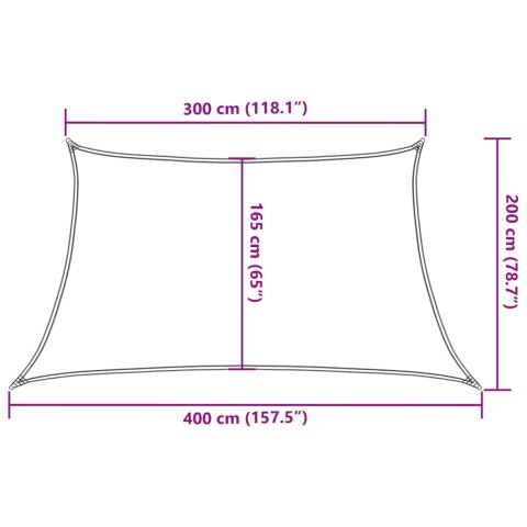 Żagiel przeciwsłoneczny, 160 g/m², kremowy, 3/4x2 m, HDPE