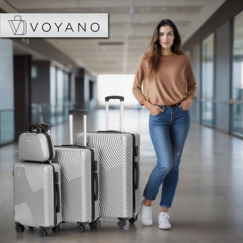 Zestaw walizek na kółkach AZORES SREBRNY 4w1