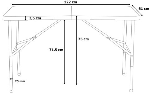 Stół cateringowy składany w walizkę JUNE czarny 120 cm