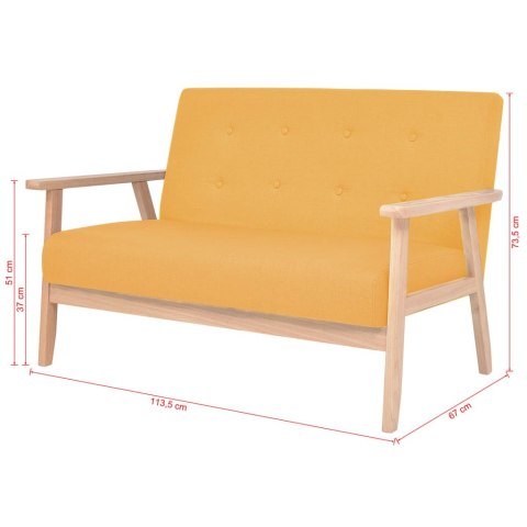 2 osobowa sofa tapicerowana, żółta