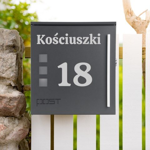 Skrzynka na listy MILUZ antracyt z napisem