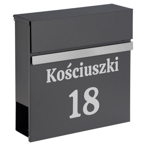 Skrzynka na listy NORTON antracyt z napisem