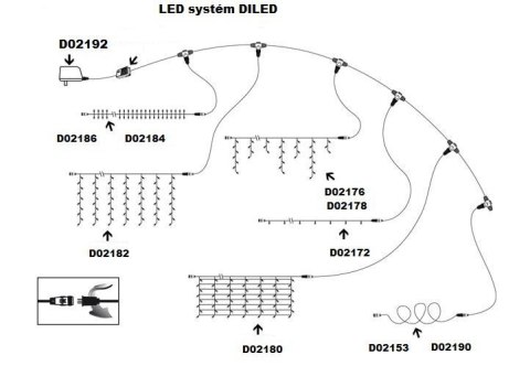 DiLED świetlna sieć - 100 LED, biała ciepła