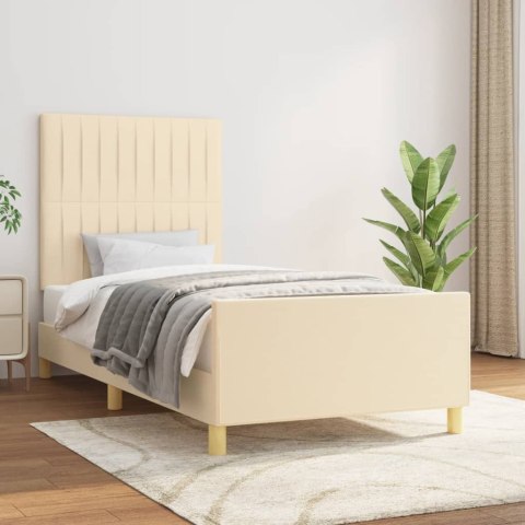 Rama łóżka bez materaca Kremowa 90x200 cm Tkanina