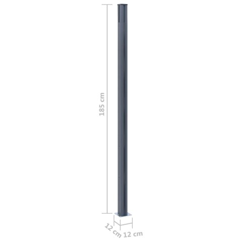 Słupki ogrodzeniowe, 3 szt., ciemnoszare, 185 cm, aluminium