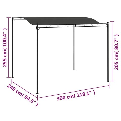 Zadaszenie, 3 x 2,5 m, antracytowe