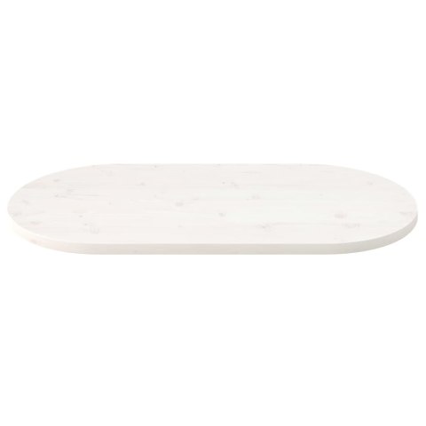 Blat stołu, biały, 90x45x2,5 cm, lite drewno sosnowe, owalny