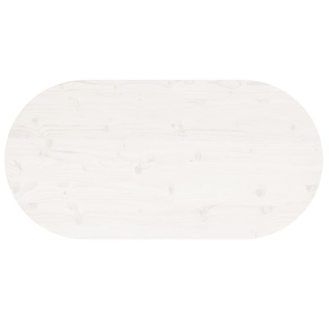 Blat stołu, biały, 90x45x2,5 cm, lite drewno sosnowe, owalny