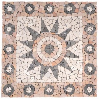 Mozaika marmurowa, motyw kwiatu, o wymiarach 90 x 90 cm.