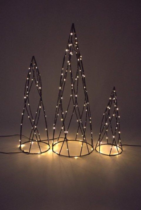Zestaw metalowych piramid, 154 LED, ciepła biała