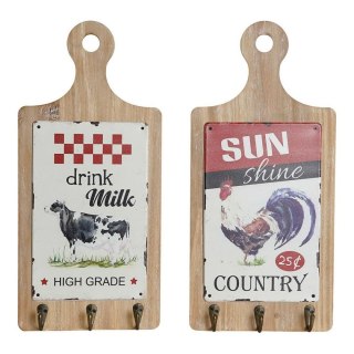 Stojan na klobúky DKD Home Decor Czerwony Drewno Metal (2 pcs) (21 x 5 x 45 cm)