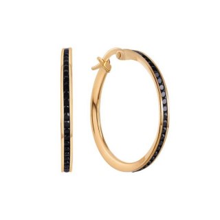 Gold earrings KXC6655 - Black Zirconia