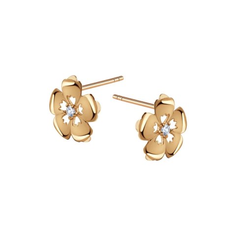 Gold earrings KXC6656 - Zirconia
