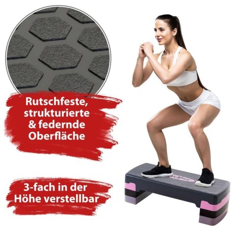 Stepper fitness MAXXIVA, regulowana wysokość, różowy