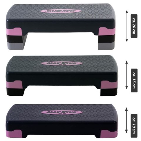 Stepper fitness MAXXIVA, regulowana wysokość, różowy