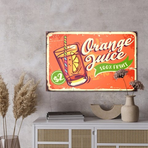 Obraz Na Płótnie Sok Pomarańczowy I Napis Retro