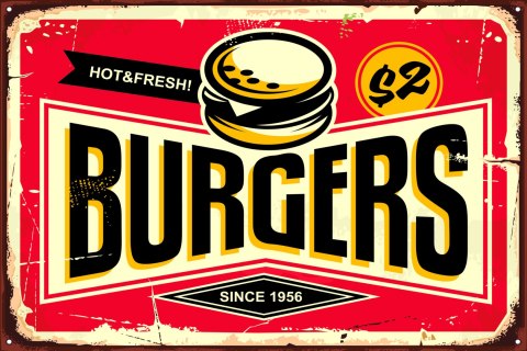 Obraz Na Płótnie Tablica Restauracji Fast Food W Stylu Retro