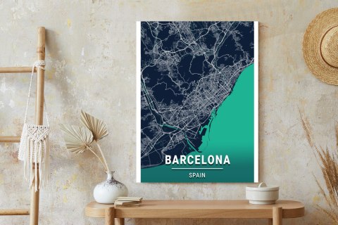 Plakat Granatowa Mapa Barcelony