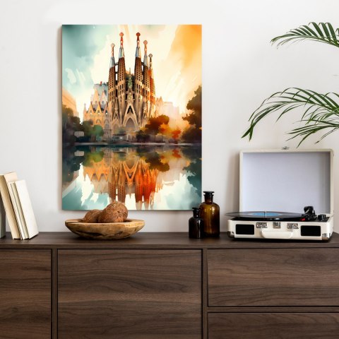 Plakat Kościół Sagrada Familia Malowany Akwarelą