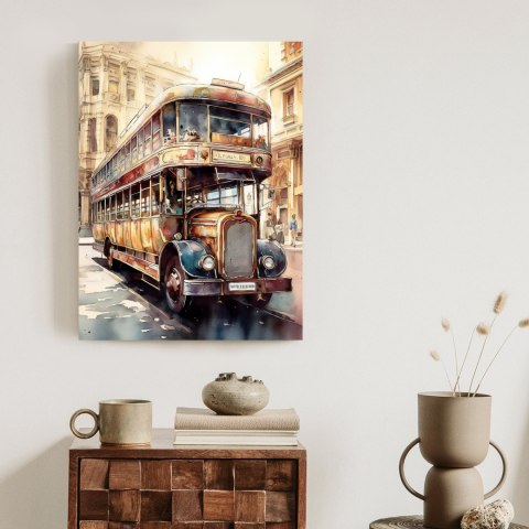 Plakat Londyński Autobus W Stylu Vintage Akwarela