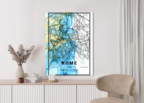 Plakat Mapa Rzymu Na Abstrakcyjnym Marmurowym Tle