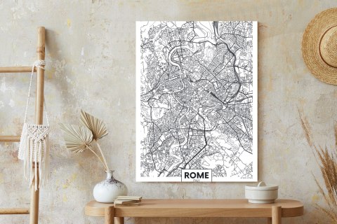 Plakat Rzym Czarno Biała Mapa Miasta