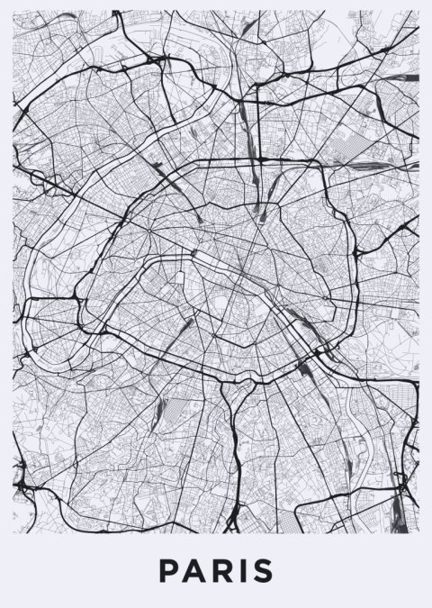 Plakat Ulice Paryża Z Lotu Ptaka - Plan
