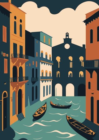 Plakat Canal Grande Z Gondolami W Wenecji Ilustracja