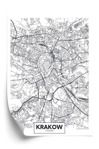 Plakat City Map Krakow, Travel Poster Design