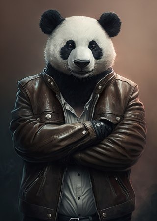 Plakat Niedźwiedź Panda W Kurtce