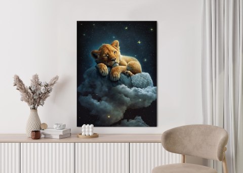 Plakat Śpiący Na Chmurze Lew