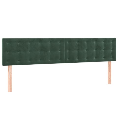 Łóżko kontynentalne z materacem i LED zielony aksamit 160x200cm