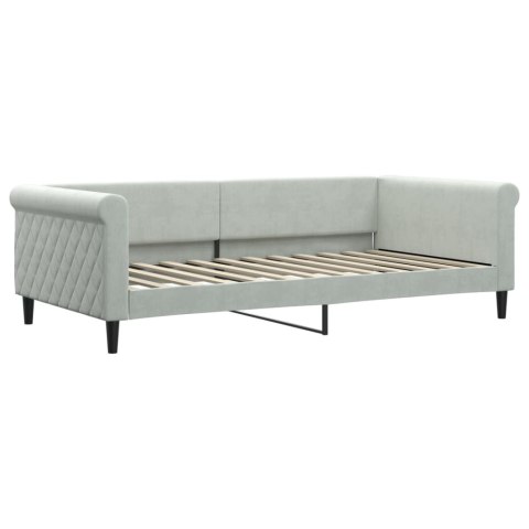Sofa z materacem do spania, jasnoszara, 100x200 cm, aksamit