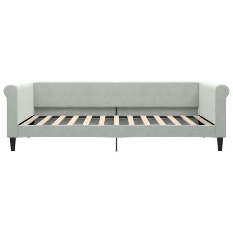 Sofa z materacem do spania, jasnoszara, 100x200 cm, aksamit