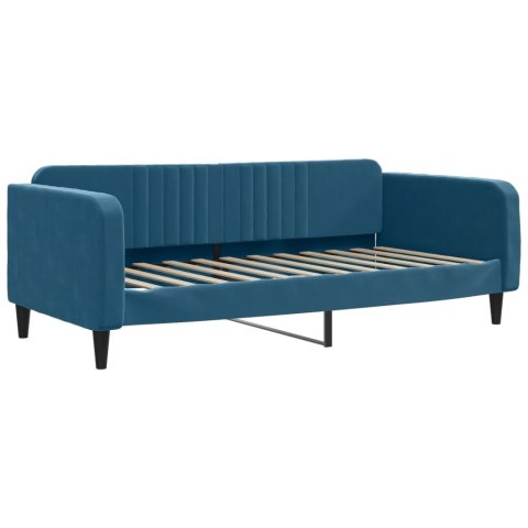 Sofa z materacem do spania, niebieska, 90x200 cm, aksamit