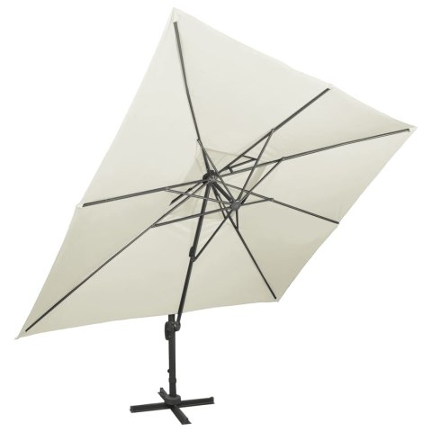 Parasol wiszący z podwójną czaszą, 400x300 cm, piaskowy