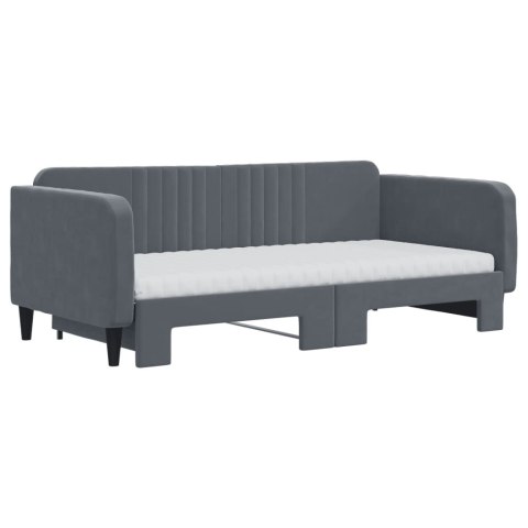 Sofa rozsuwana z materacami, ciemnoszara, 90x190 cm, aksamit