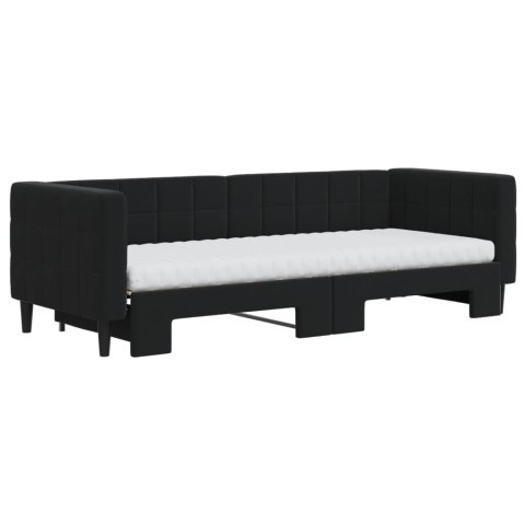 Sofa rozsuwana z materacami, czarna, 80x200 cm, aksamit