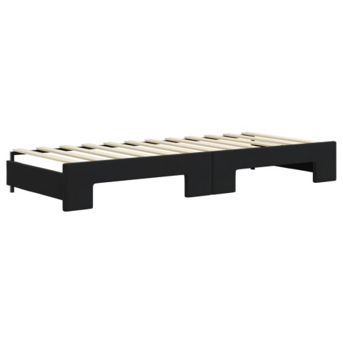 Sofa rozsuwana z materacami, czarna, 80x200 cm, aksamit
